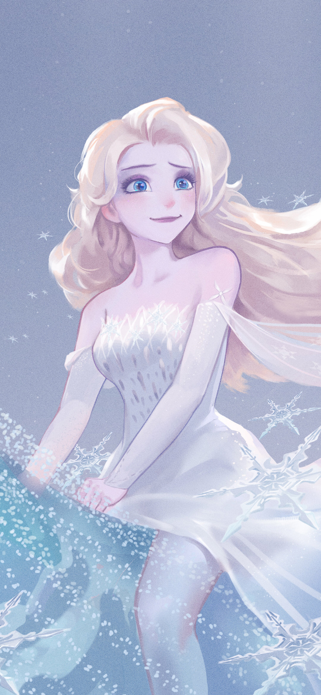 [2436×1125]迪士尼 冰雪奇缘 艾莎 Elsa 苹果手机动漫壁纸图片