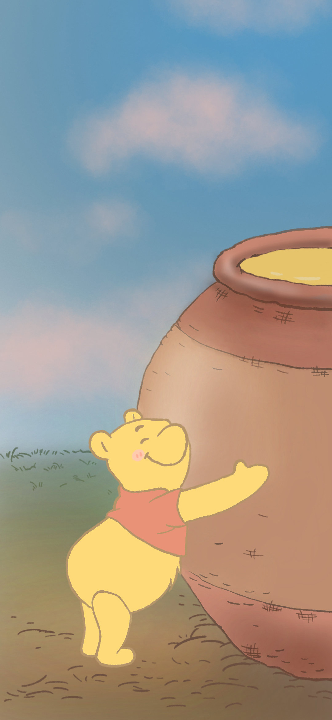 [2436×1125]迪士尼 卡通 小熊维尼 蜂蜜（取自微博：一颗萝卜胡 ） 苹果手机动漫壁纸图片