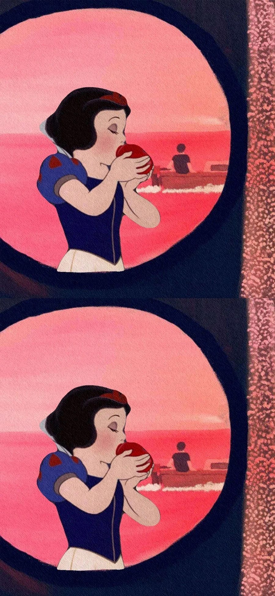 [2436×1125]迪士尼 白雪公主 吃苹果 童话 苹果手机动漫壁纸图片