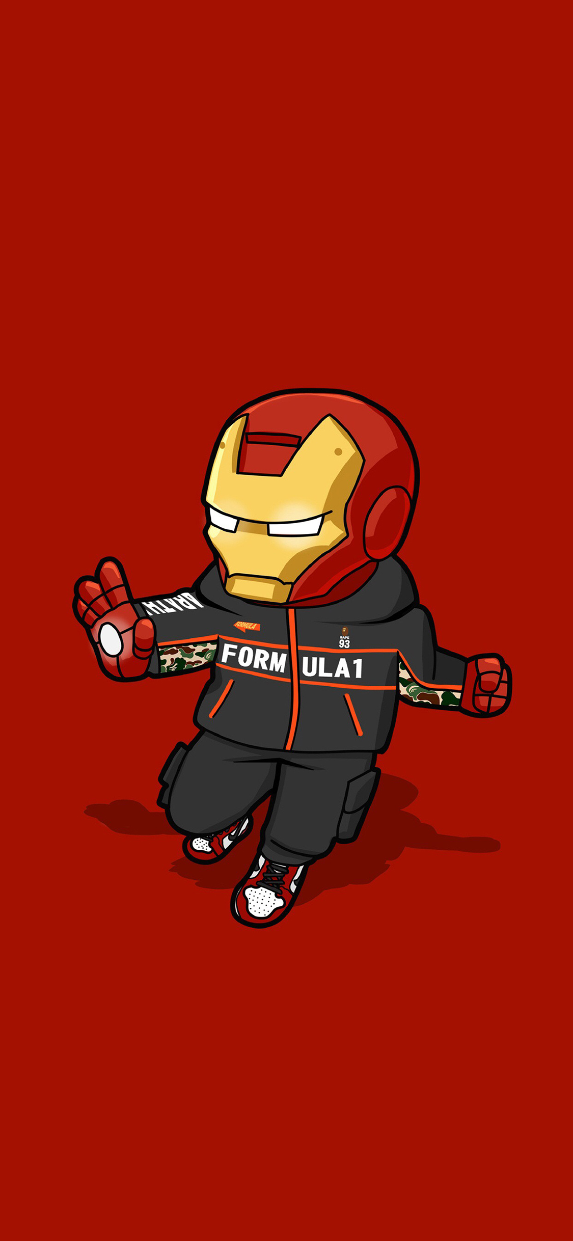 [2436×1125]钢铁侠 卡通 超级英雄 复仇者联盟 红色 苹果手机动漫壁纸图片