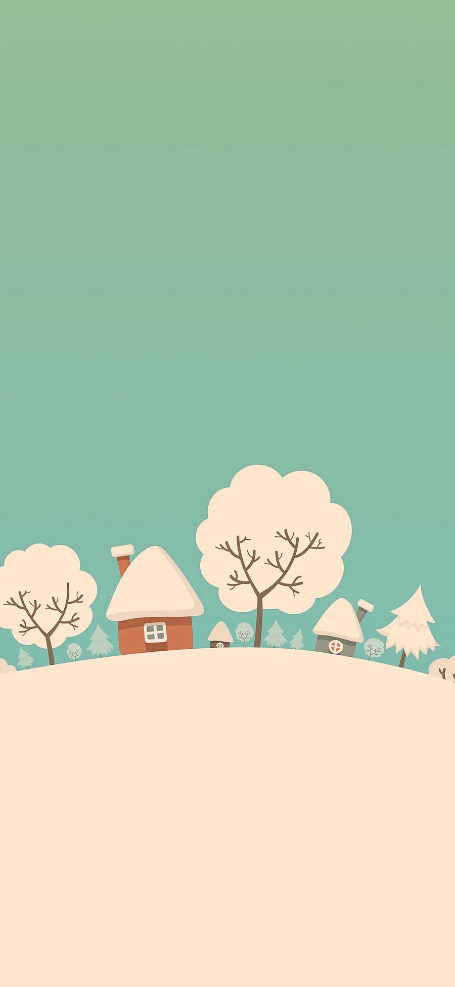 [2436×1125]雪景 简约 雪季 卡通 苹果手机动漫壁纸图片