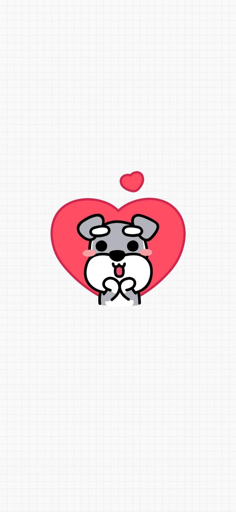 [2436×1125]雪纳瑞 狗 犬 卡通 可爱 爱心 苹果手机动漫壁纸图片