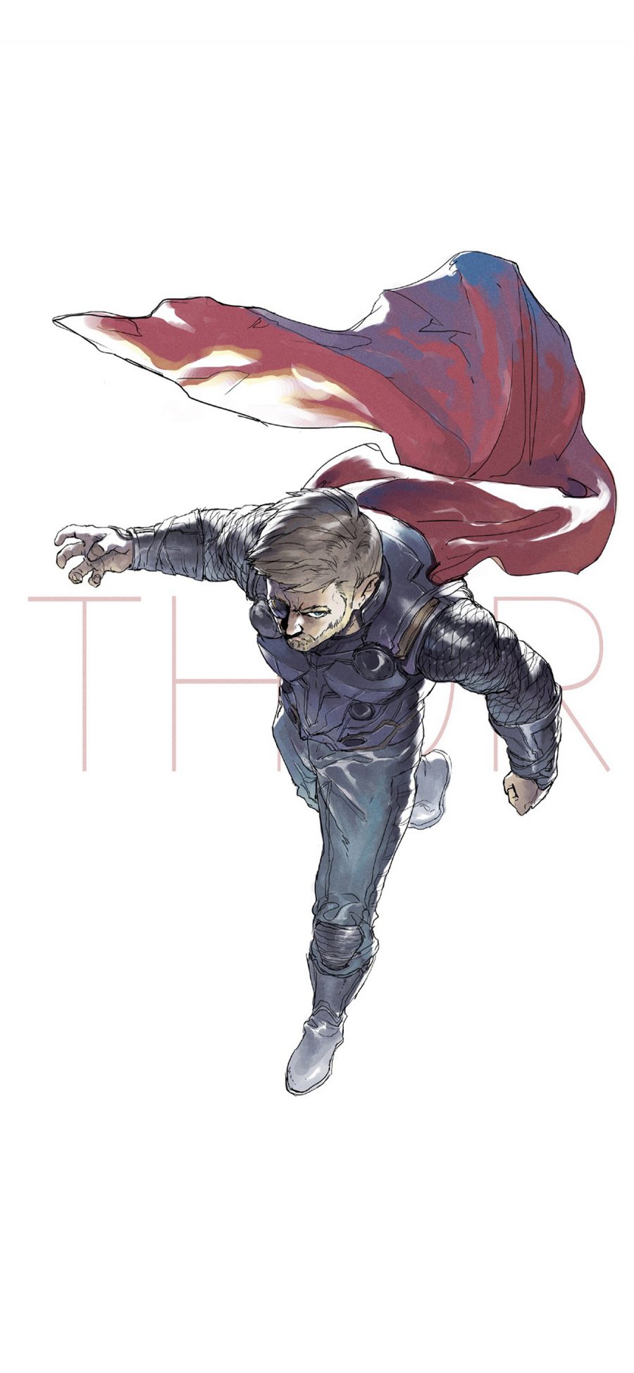 [2436×1125]雷神托尔 超级英雄 欧美 复仇者联盟 手绘 苹果手机动漫壁纸图片