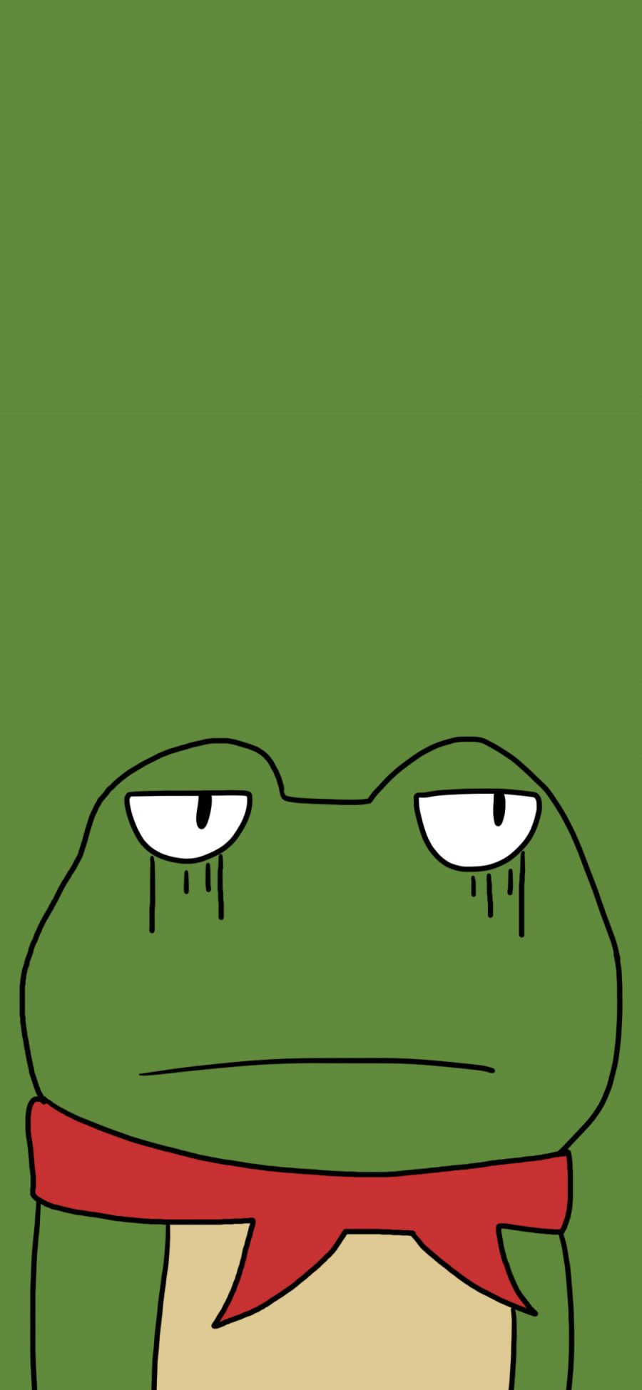 [2436×1125]青蛙 动画 无语 绿色 苹果手机动漫壁纸图片