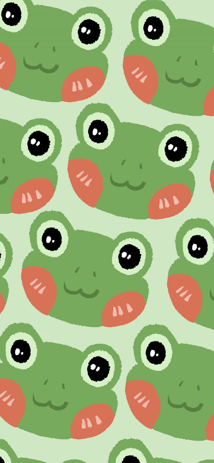 [2436×1125]青蛙 绿色 平铺 腮红 卡通 苹果手机动漫壁纸图片