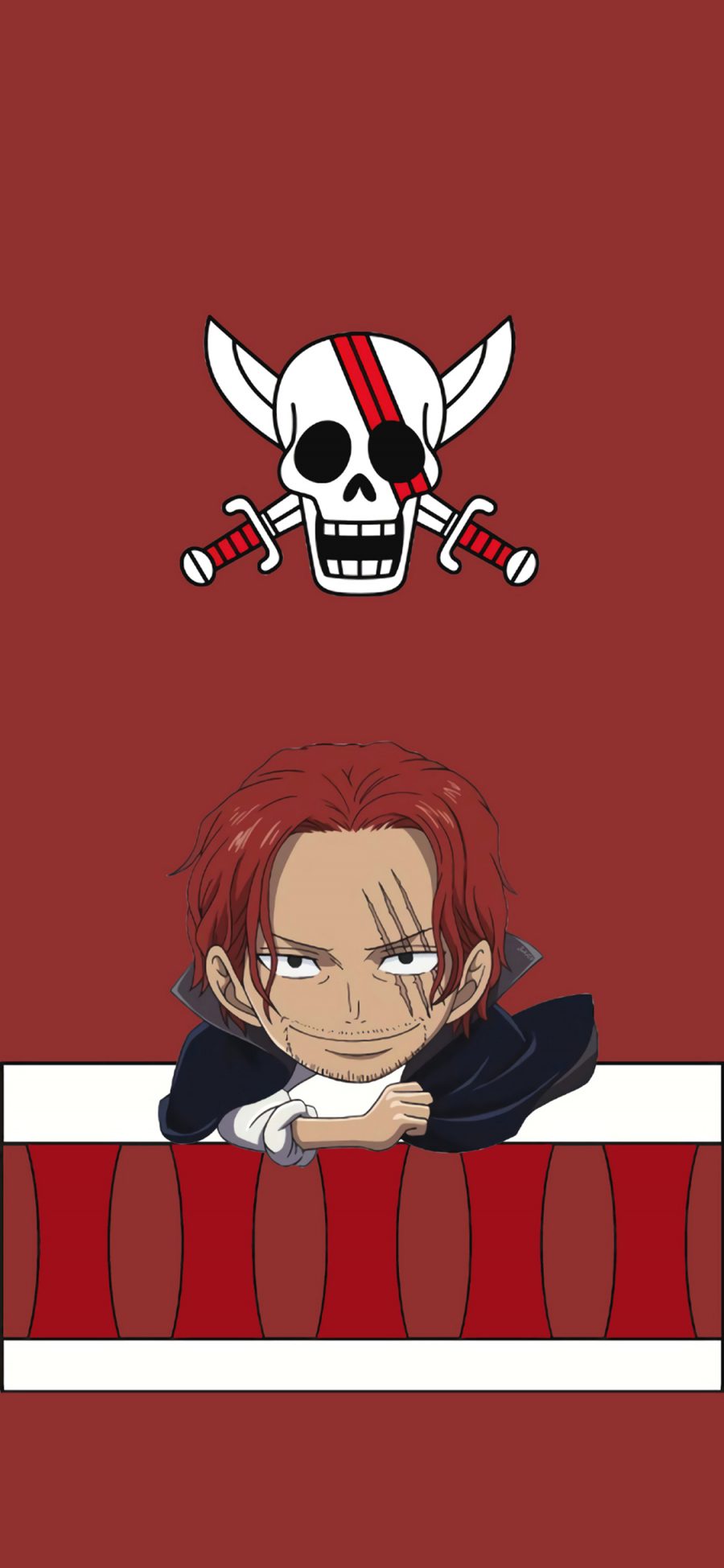 [2436×1125]香克斯 海贼王 红发 日本 漫画 骷髅头 苹果手机动漫壁纸图片