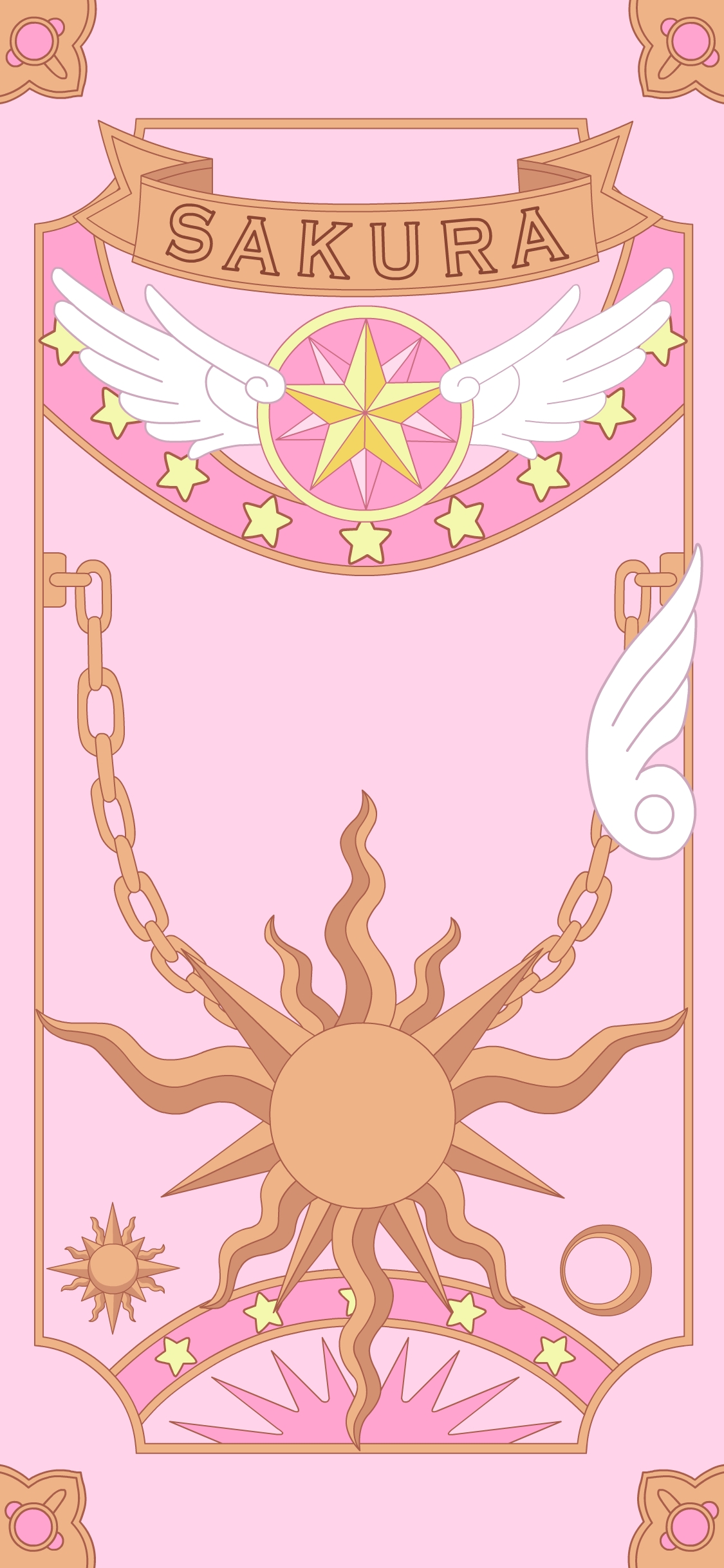 [2436×1125]魔法牌 百变小樱 粉色 苹果手机动漫壁纸图片