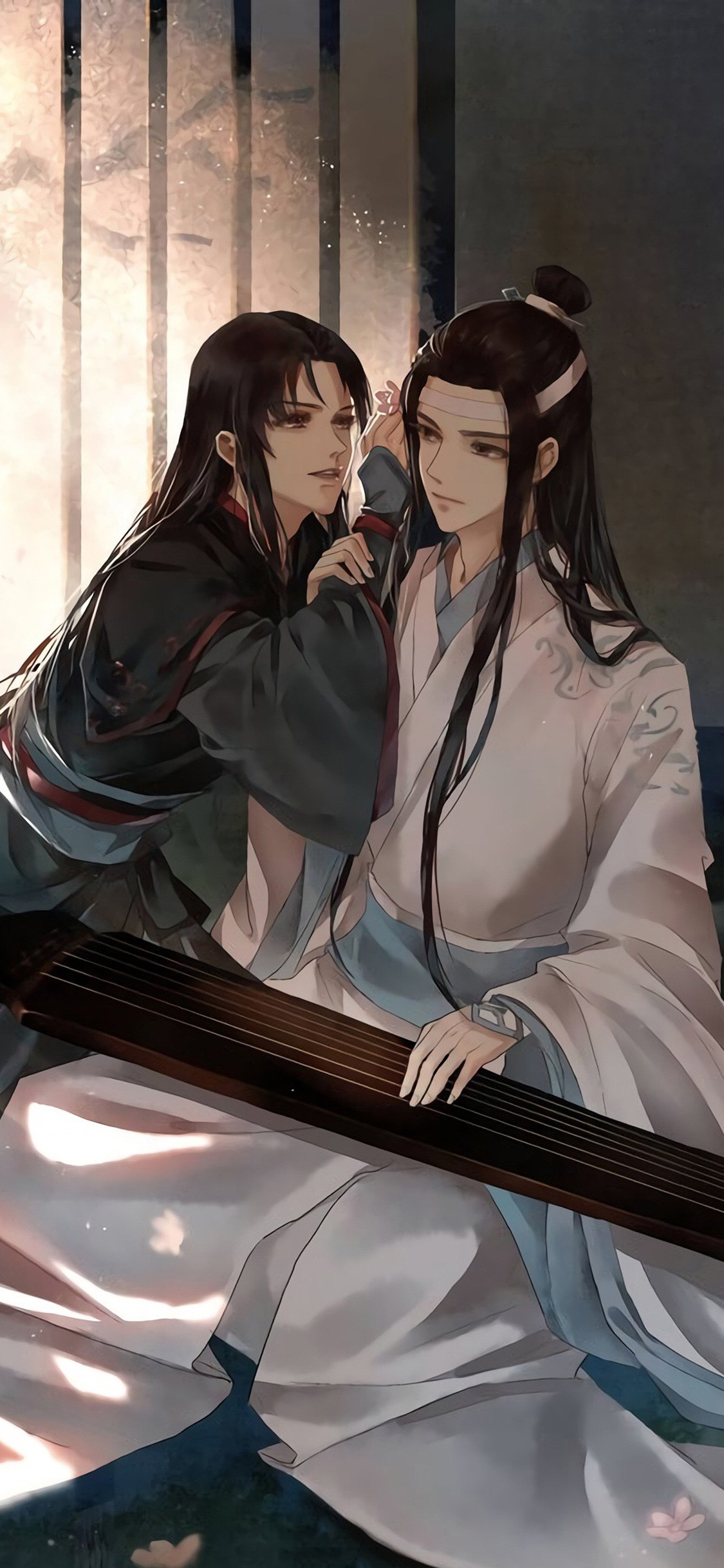 [2436×1125]魔道祖师 古风 原画 少年 古琴 苹果手机动漫壁纸图片