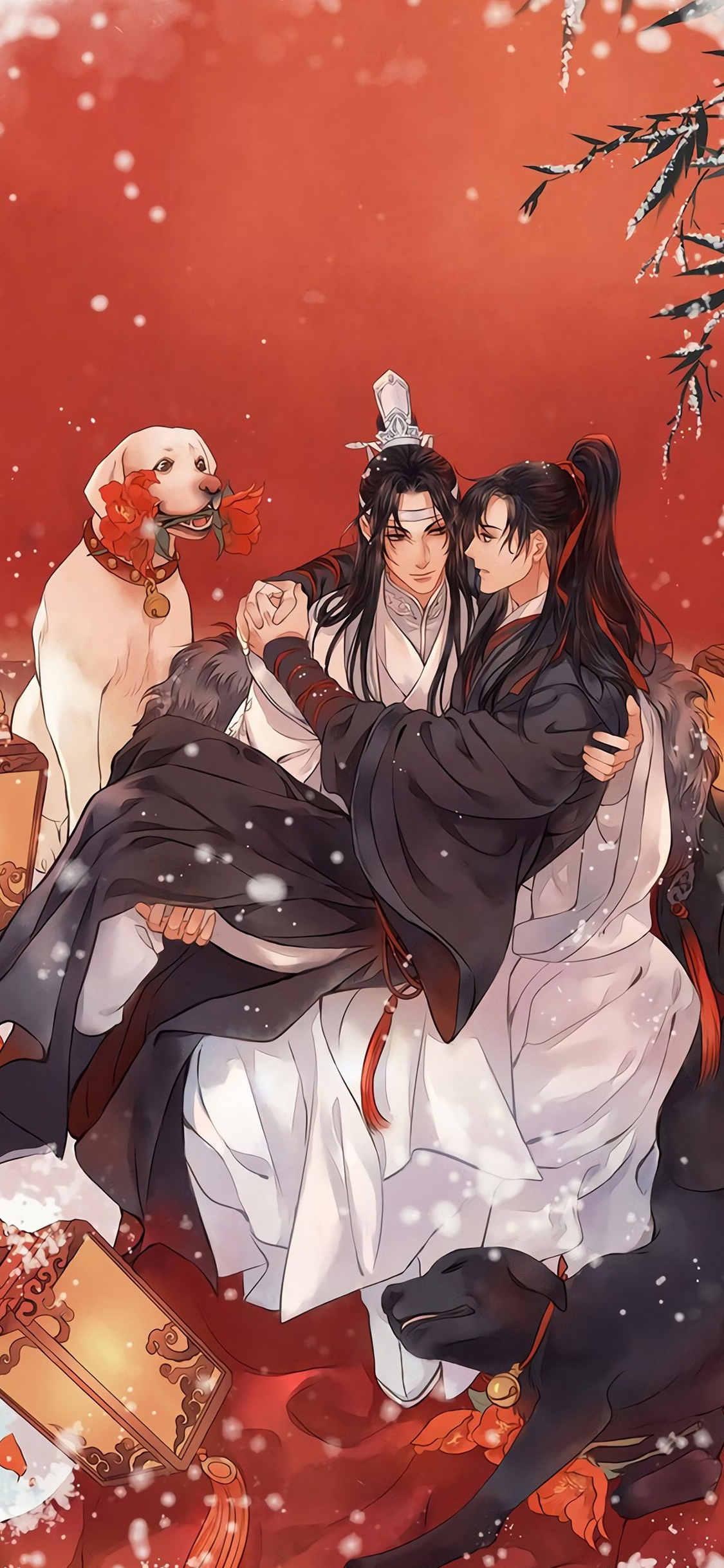 [2436×1125]魔道祖师 古风 原画 少年 雪 苹果手机动漫壁纸图片