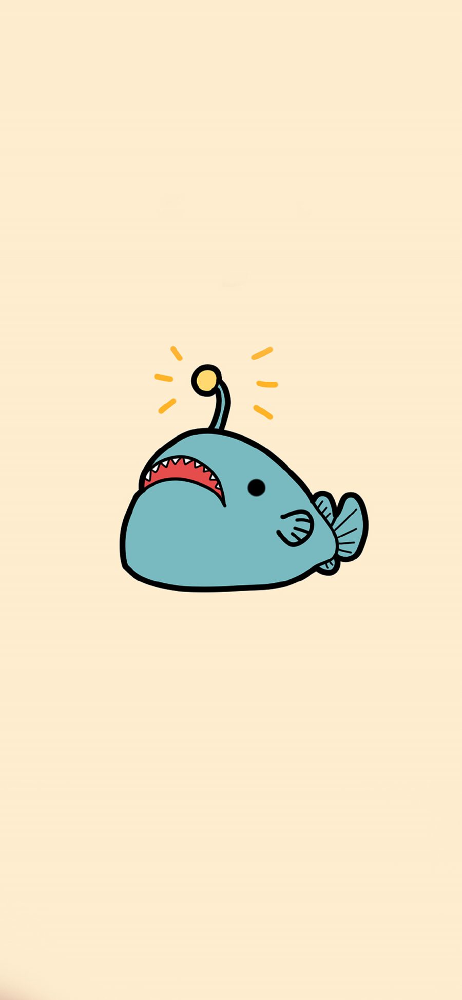 [2436×1125]鱼 双灯灯笼鱼 卡通 可爱 苹果手机动漫壁纸图片