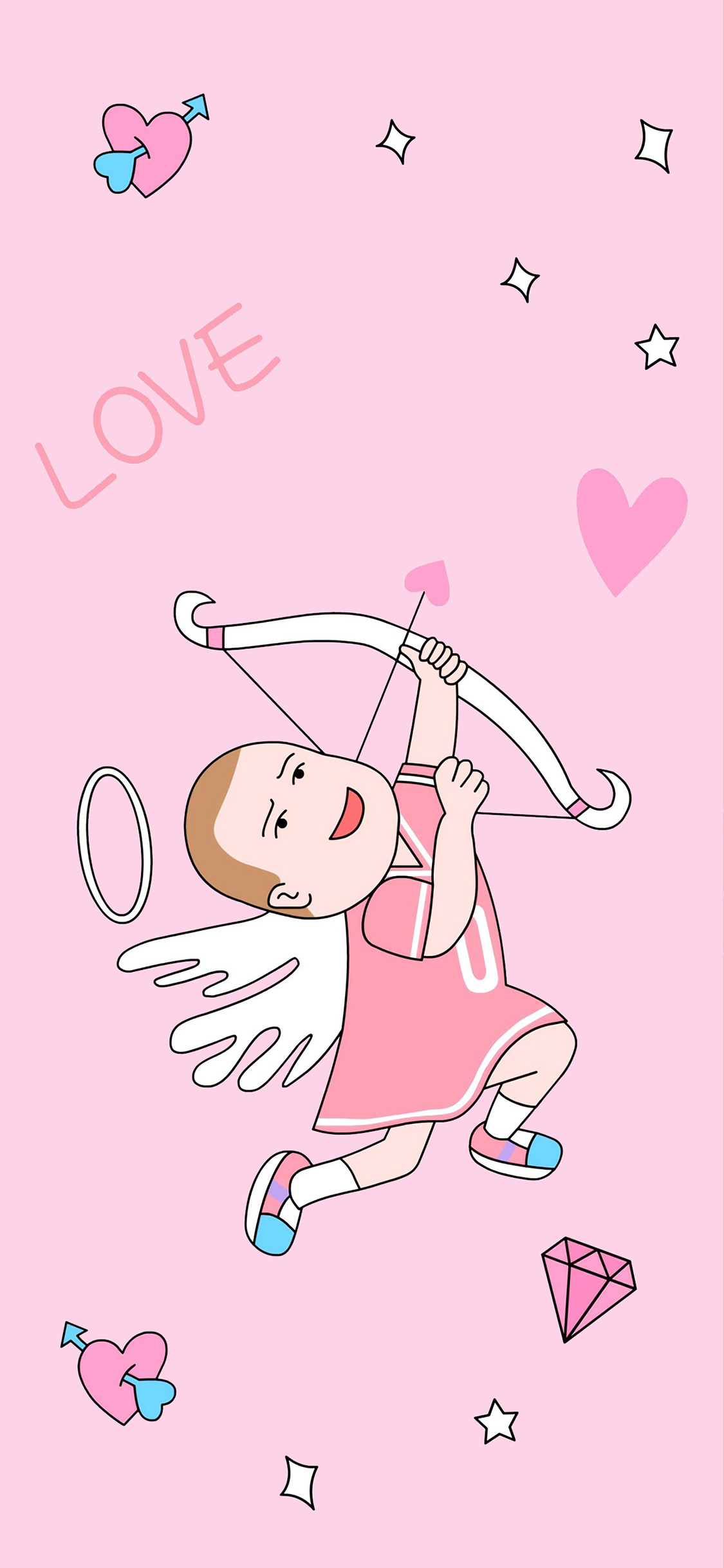 [2436×1125]鲍比希尔 爱心 LOVE 粉 苹果手机动漫壁纸图片