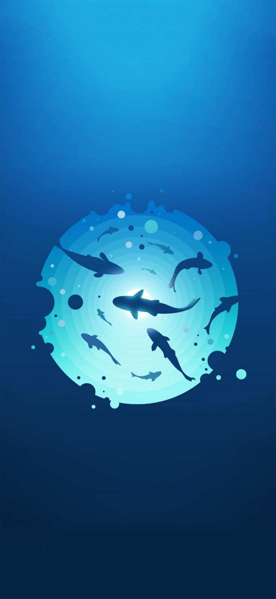 [2436×1125]鲨鱼 创意 海底 蔚蓝 苹果手机动漫壁纸图片