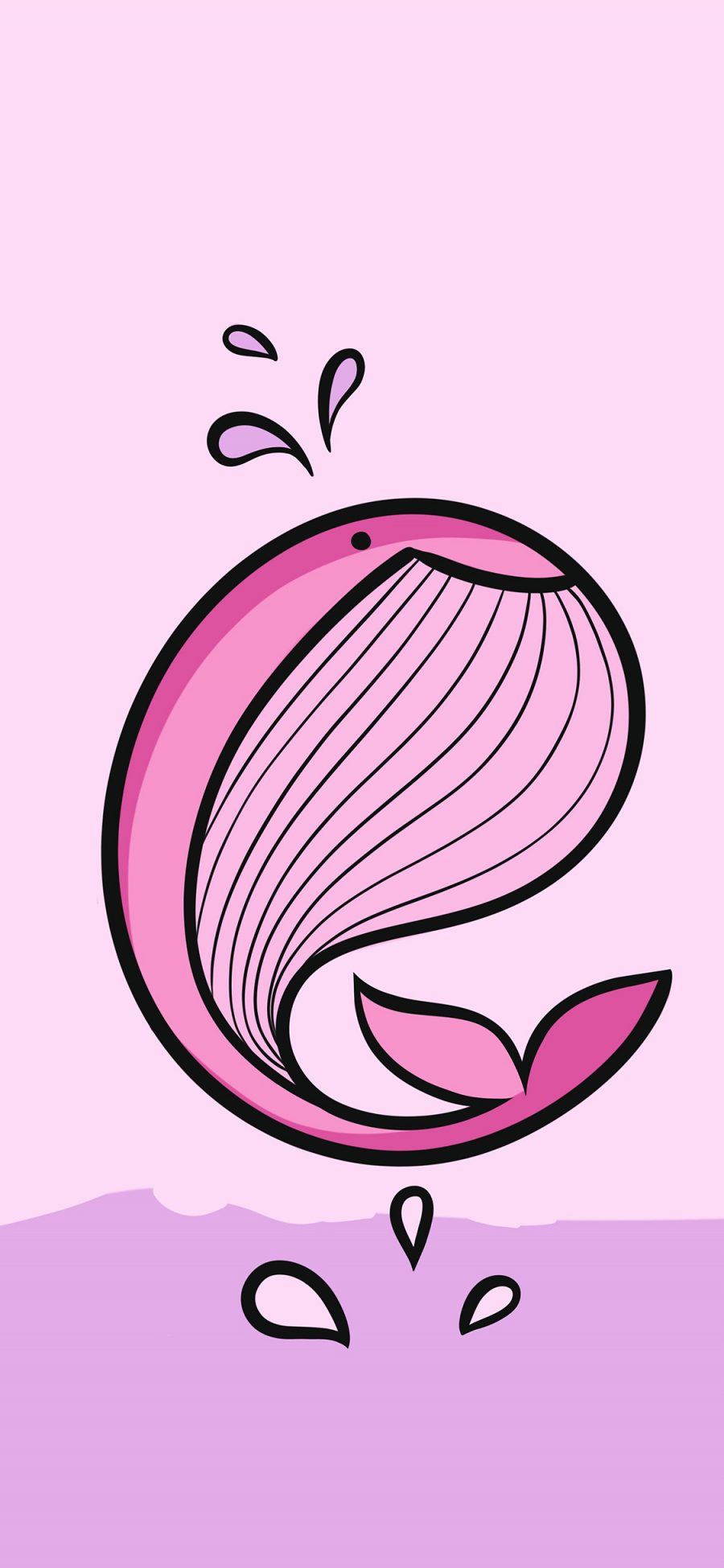 [2436×1125]鲸鱼 可爱 粉 卡通 苹果手机动漫壁纸图片