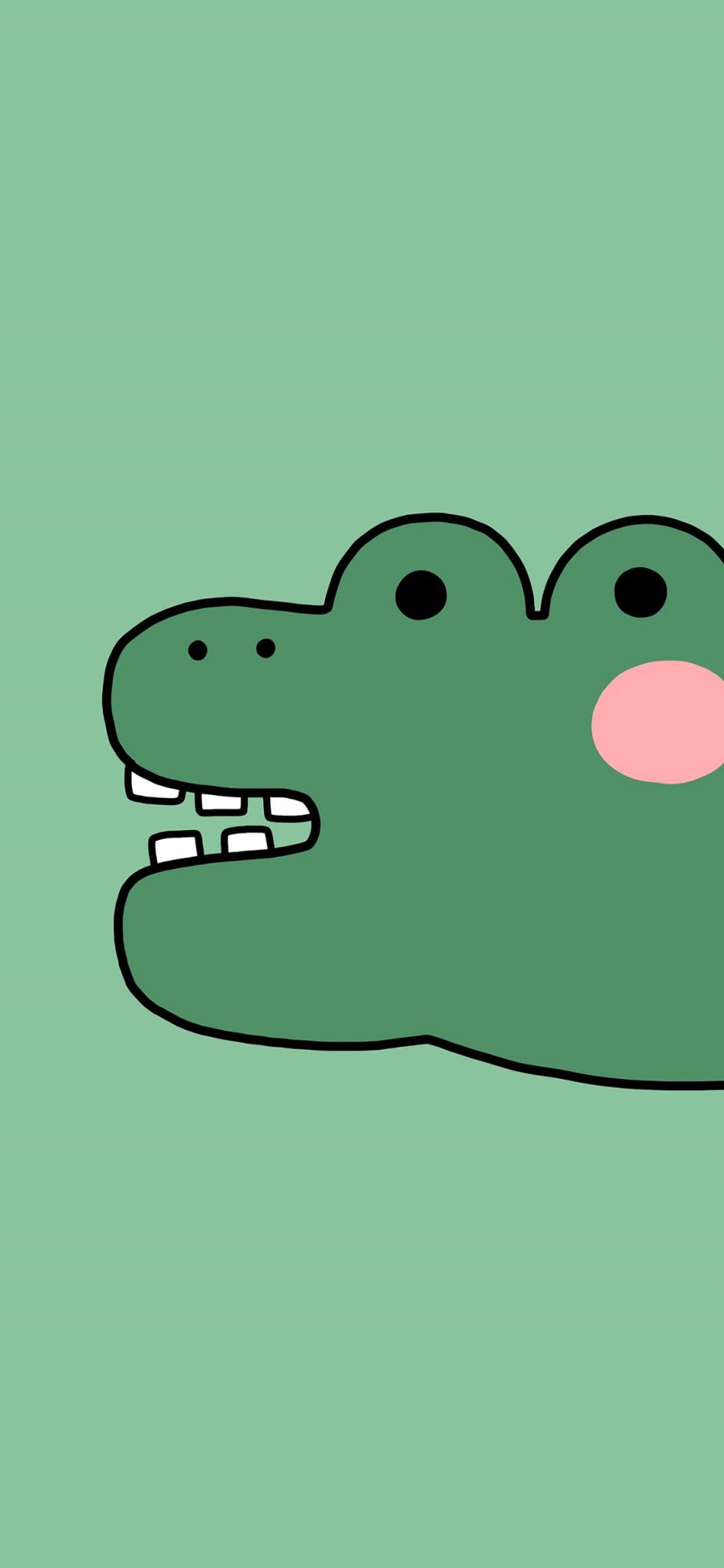 [2436×1125]鳄鱼 卡通 绿色 牙齿 苹果手机动漫壁纸图片