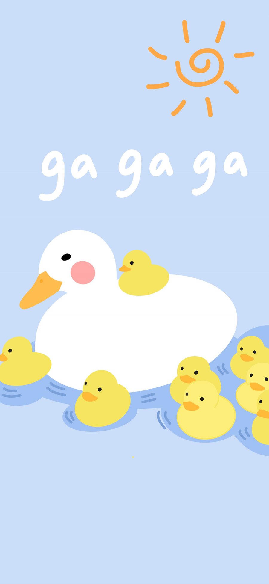 [2436×1125]鸭子 gaga 小黄鸭 卡通 苹果手机动漫壁纸图片