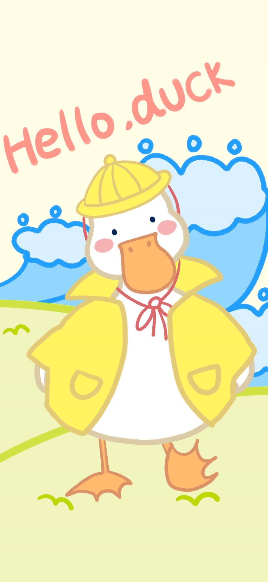 [2436×1125]鸭子 hello duck 卡通 苹果手机动漫壁纸图片