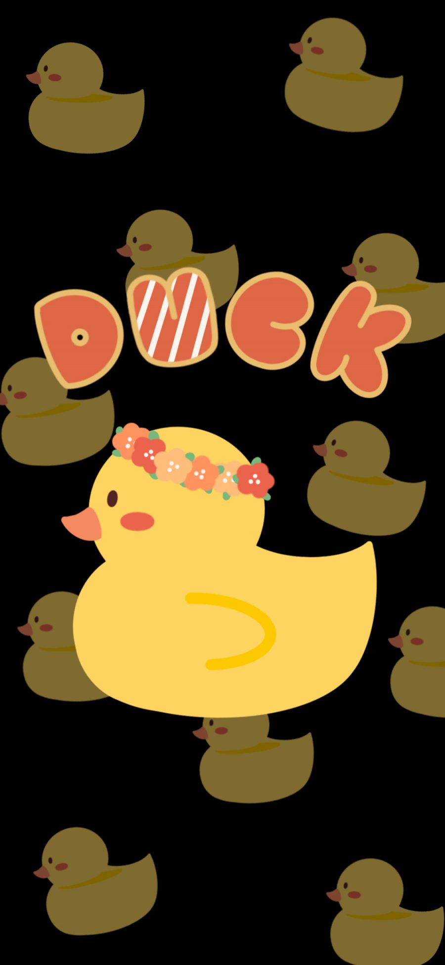 [2436×1125]鸭子 卡通 duck 小黄鸭 苹果手机动漫壁纸图片