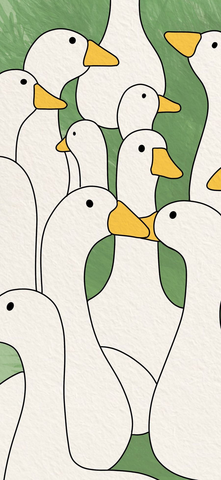 [2436×1125]鸭子 家禽 卡通 密集 苹果手机动漫壁纸图片