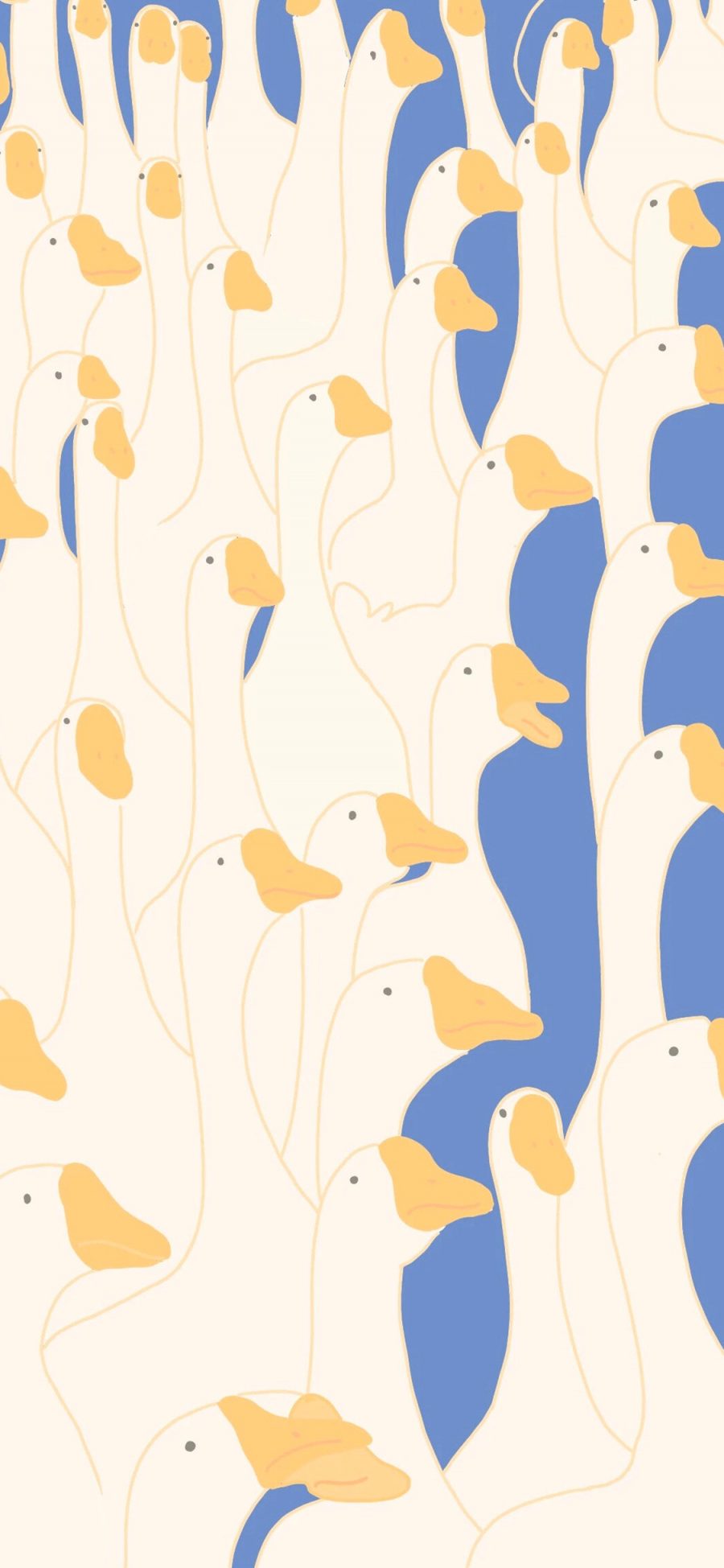 [2436×1125]鹅 家禽 密集 插画 平铺 苹果手机动漫壁纸图片