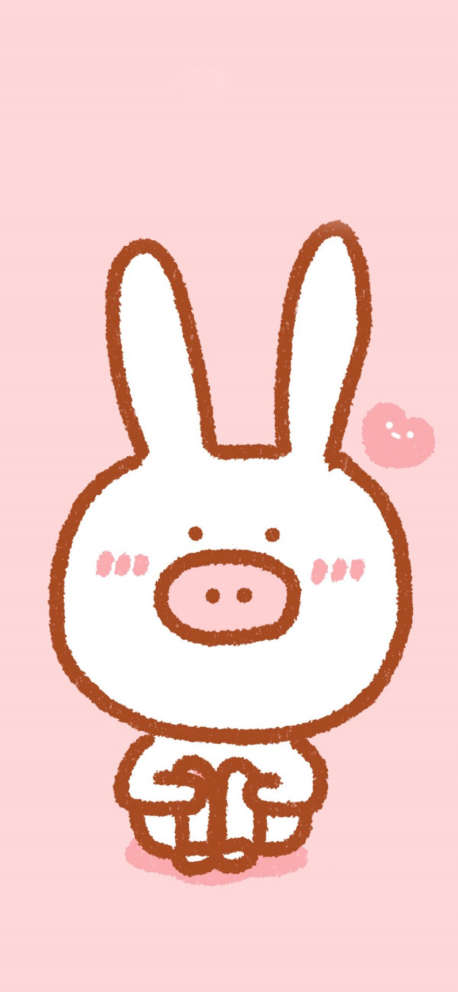 [2436×1125]麻瓜插画 粉红小猪 兔耳朵 爱心 苹果手机动漫壁纸图片
