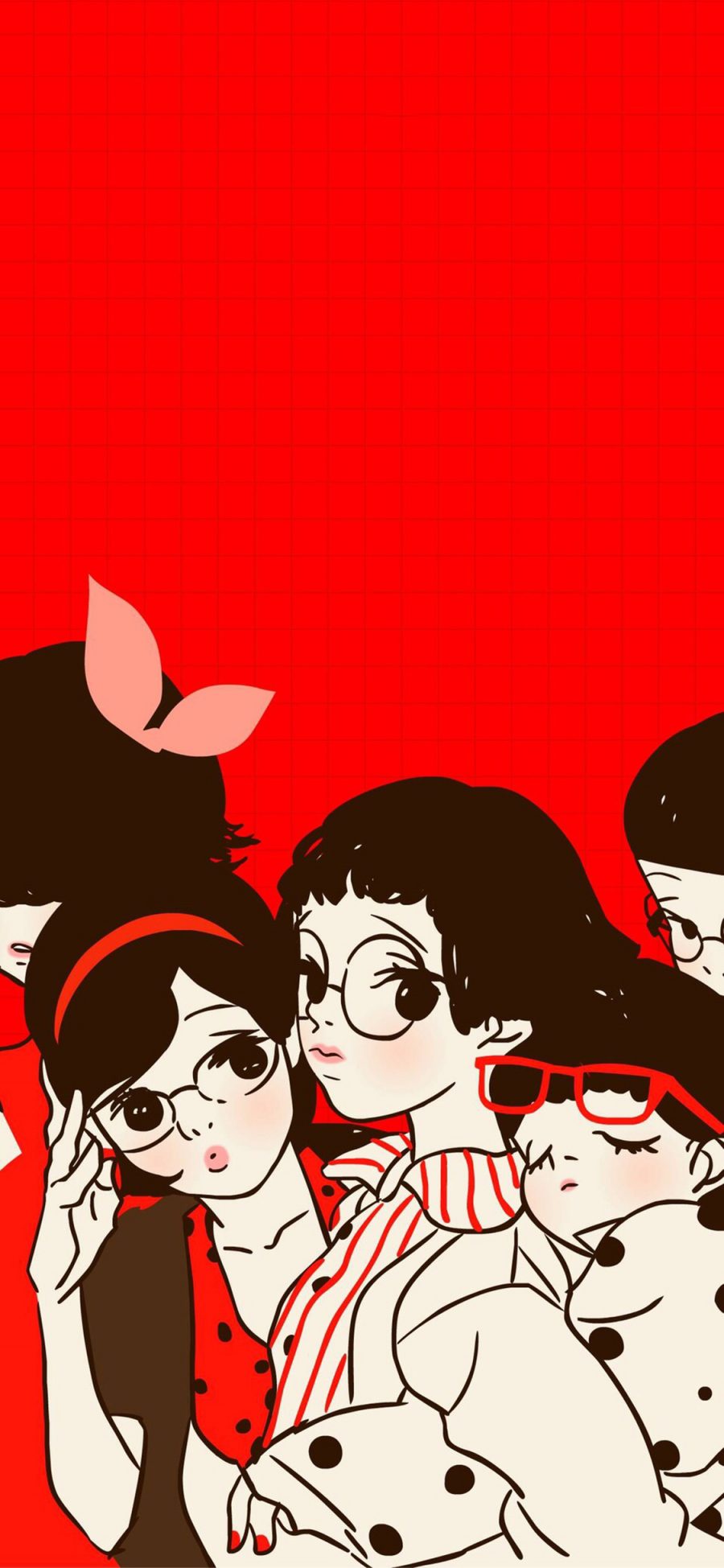 [2436×1125]黑色背景 卡通 女孩 眼镜 苹果手机动漫壁纸图片