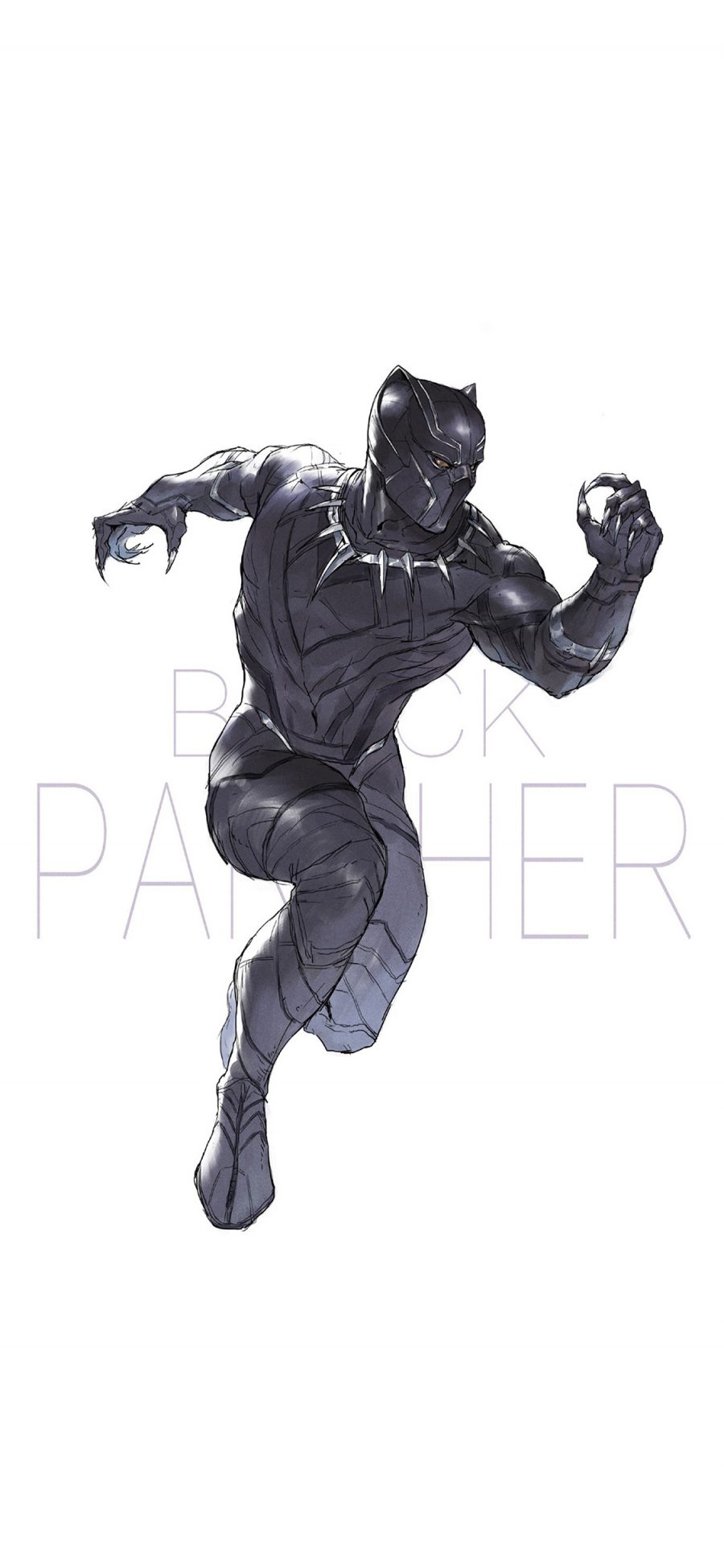 [2436×1125]黑豹 超级英雄 欧美 复仇者联盟 手绘 苹果手机动漫壁纸图片