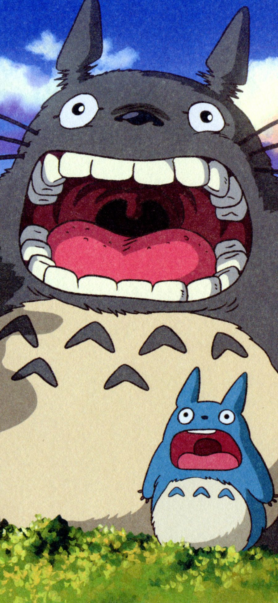 [2436×1125]龙猫 宫崎骏 日本 漫画 呼喊 牙齿 苹果手机动漫壁纸图片