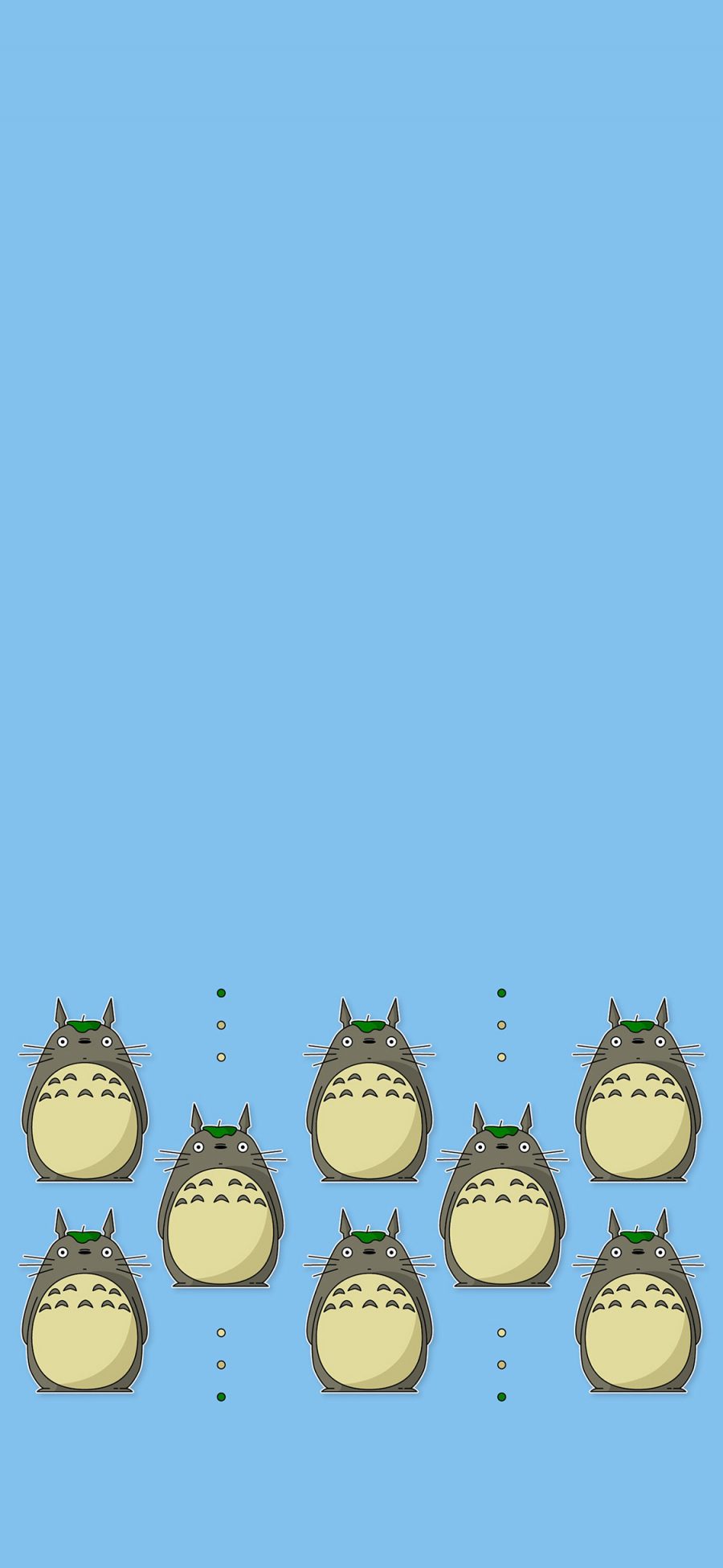 [2436×1125]龙猫 排列 蓝色 宫崎骏 日本 动画 苹果手机动漫壁纸图片