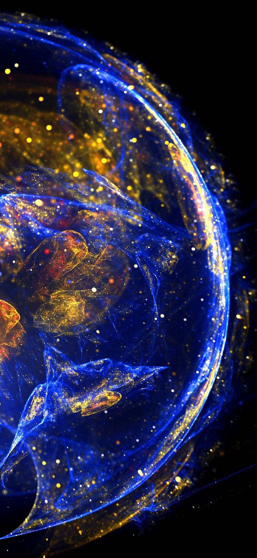 [2436×1125]水母 海洋生物 浮游 荧光 炫彩 苹果手机壁纸图片