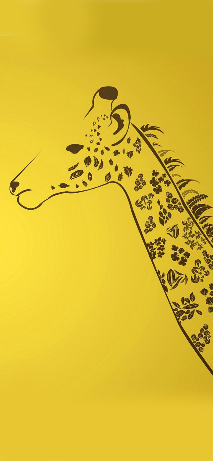 [2436×1125]简笔画 手绘 长颈鹿 黄色 苹果手机壁纸图片