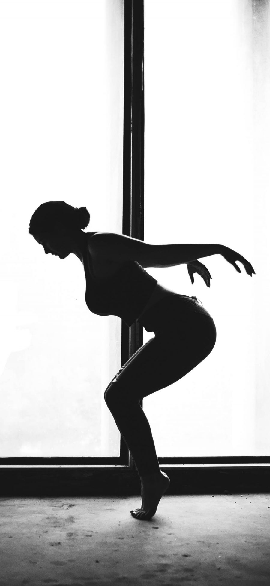 [2436×1125]舞蹈者 女孩 芭蕾 黑白 苹果手机美女壁纸图片