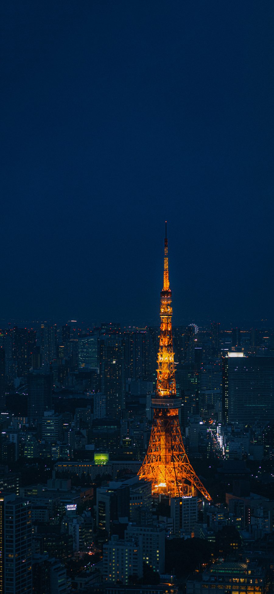 [2436×1125]东京塔 日本 城市 建筑 夜晚 苹果手机壁纸图片