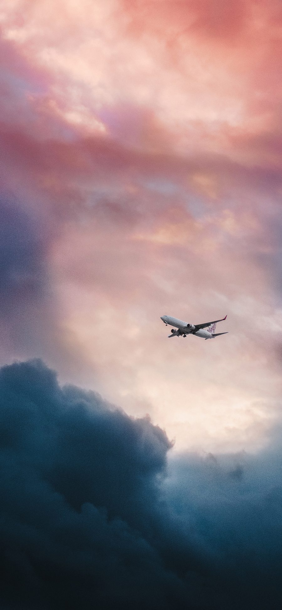 [2436×1125]云彩 飞机 天空 色彩 苹果手机壁纸图片