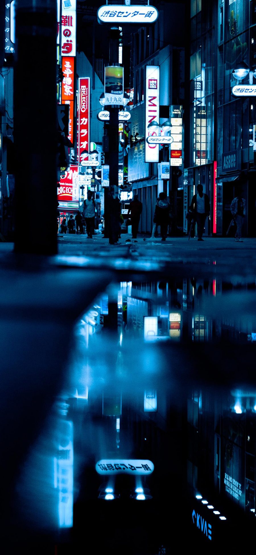 [2436×1125]倒影 城市 夜晚 街道 建筑 苹果手机壁纸图片