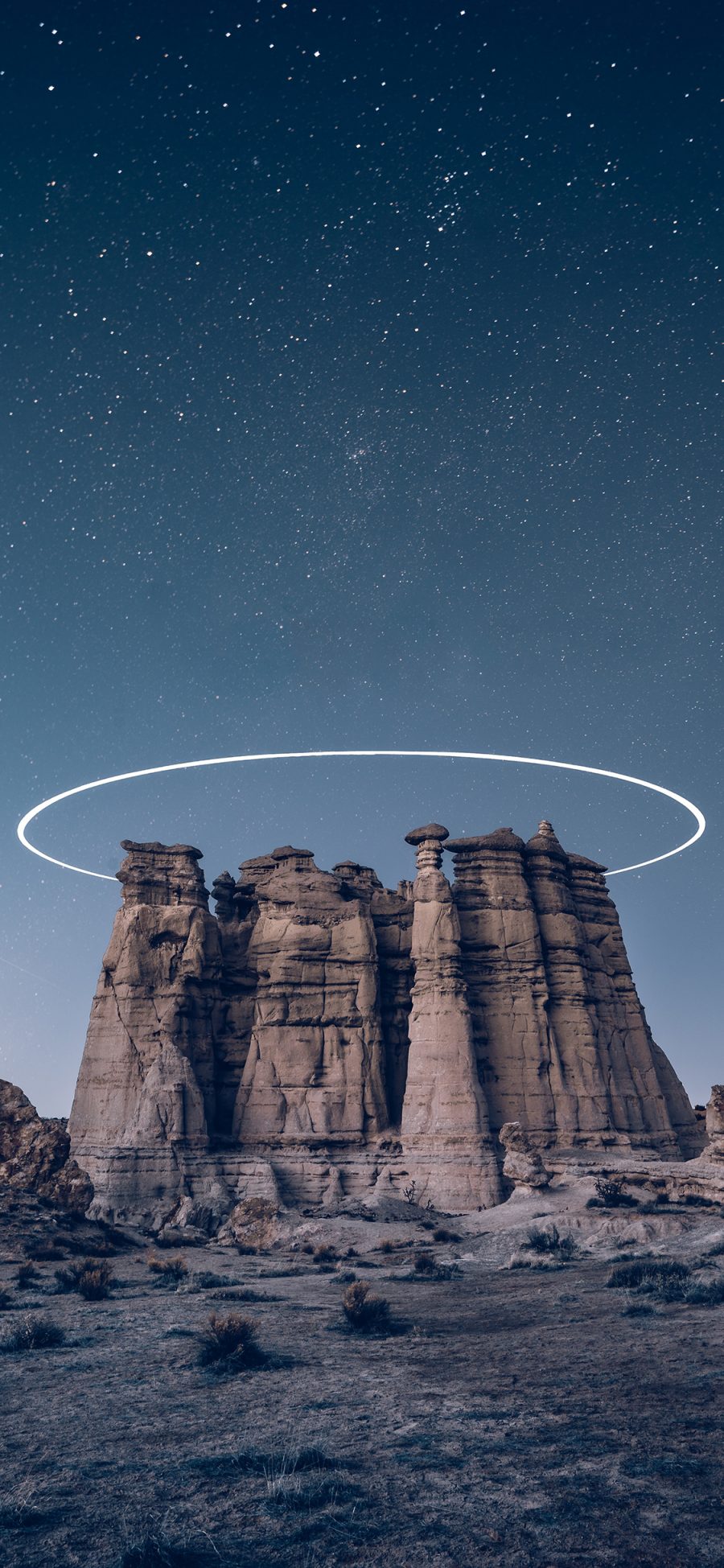 [2436×1125]光圈 砂石 星空 地质 夜 苹果手机壁纸图片