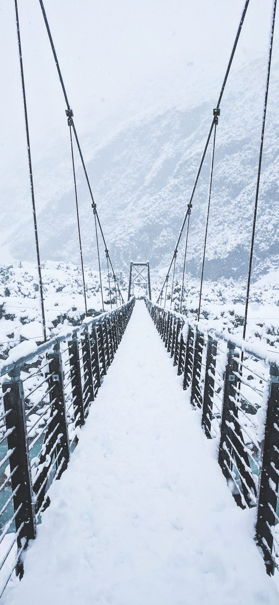 [2436×1125]冬季 冬天 雪地 栈桥 苹果手机壁纸图片