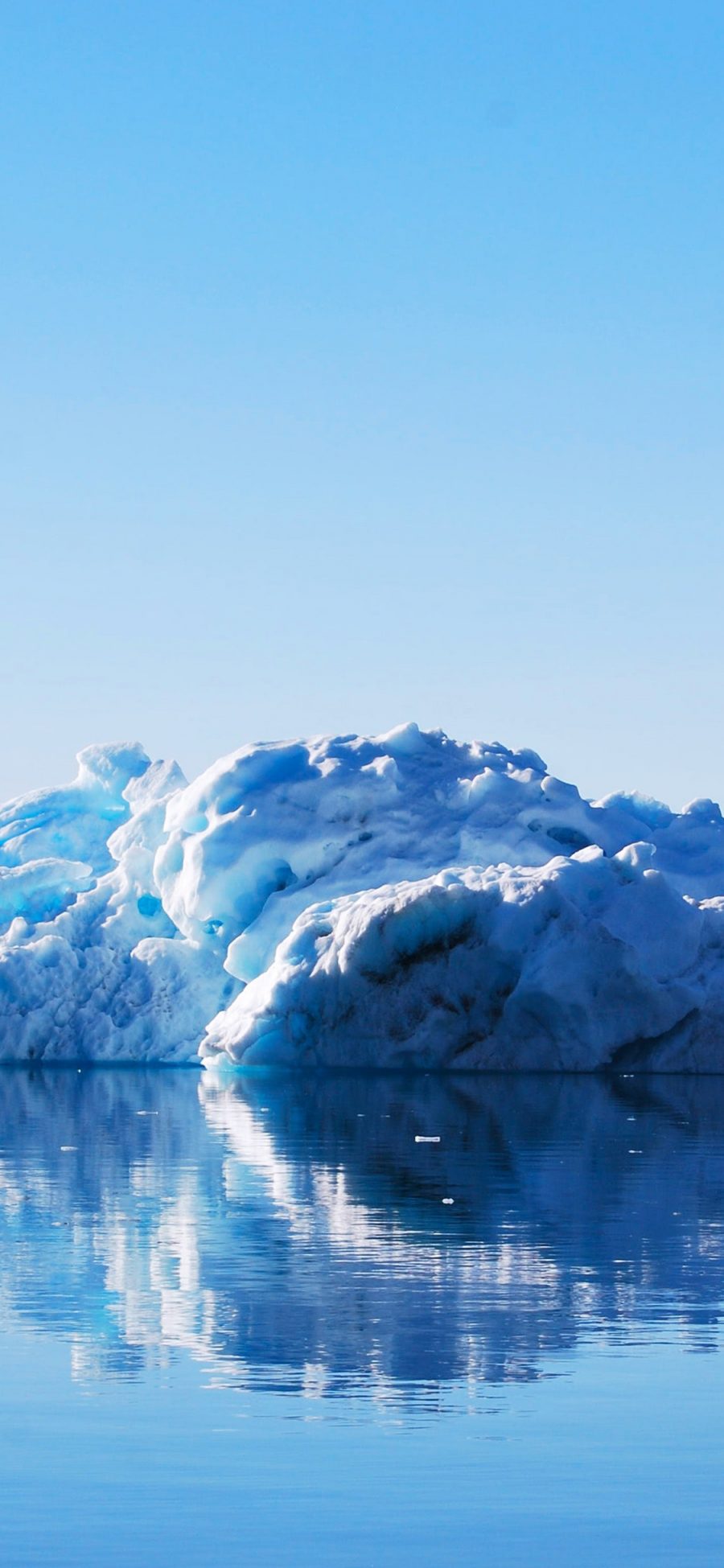 [2436×1125]冰山 冰块 倒影 水面 蓝色 苹果手机壁纸图片