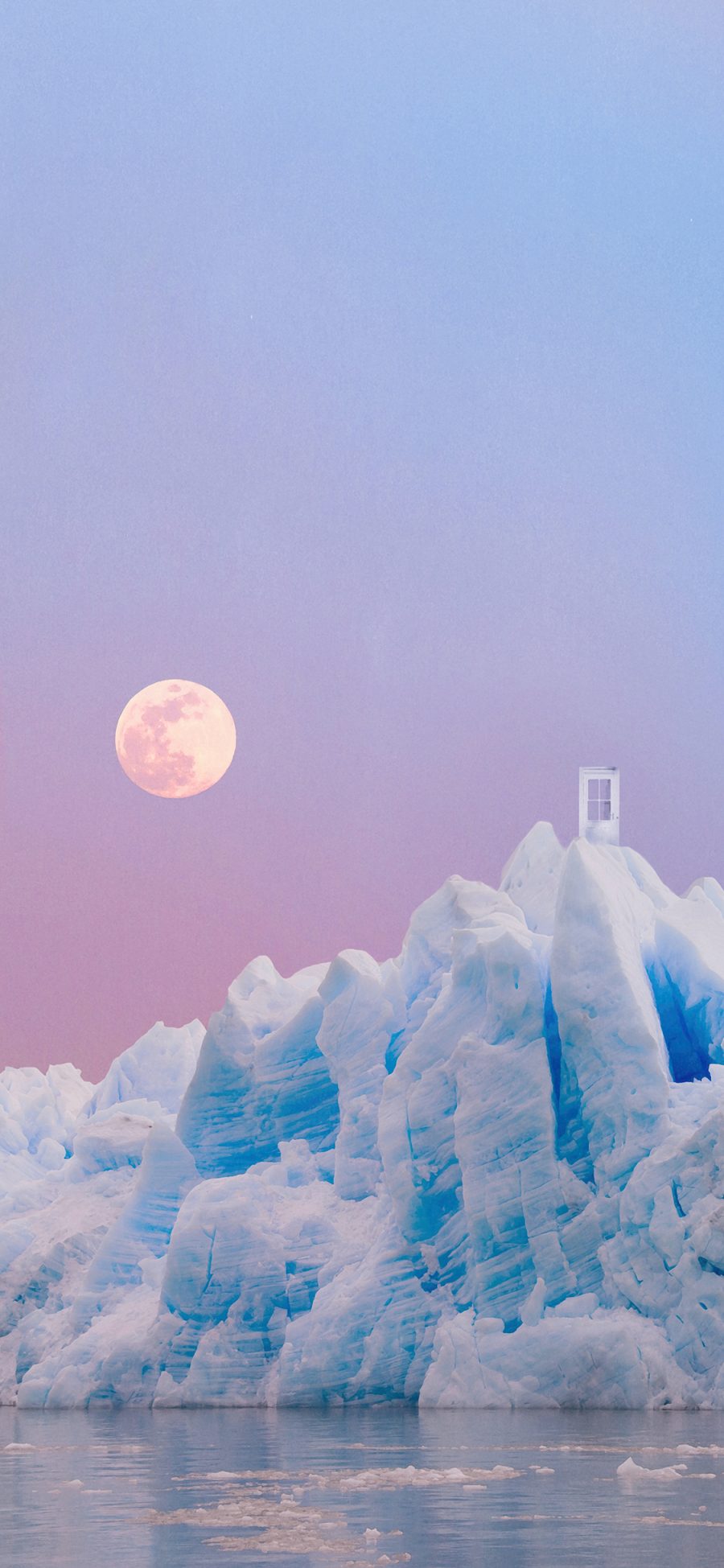 [2436×1125]冰川 太阳 水面 倒影 苹果手机壁纸图片