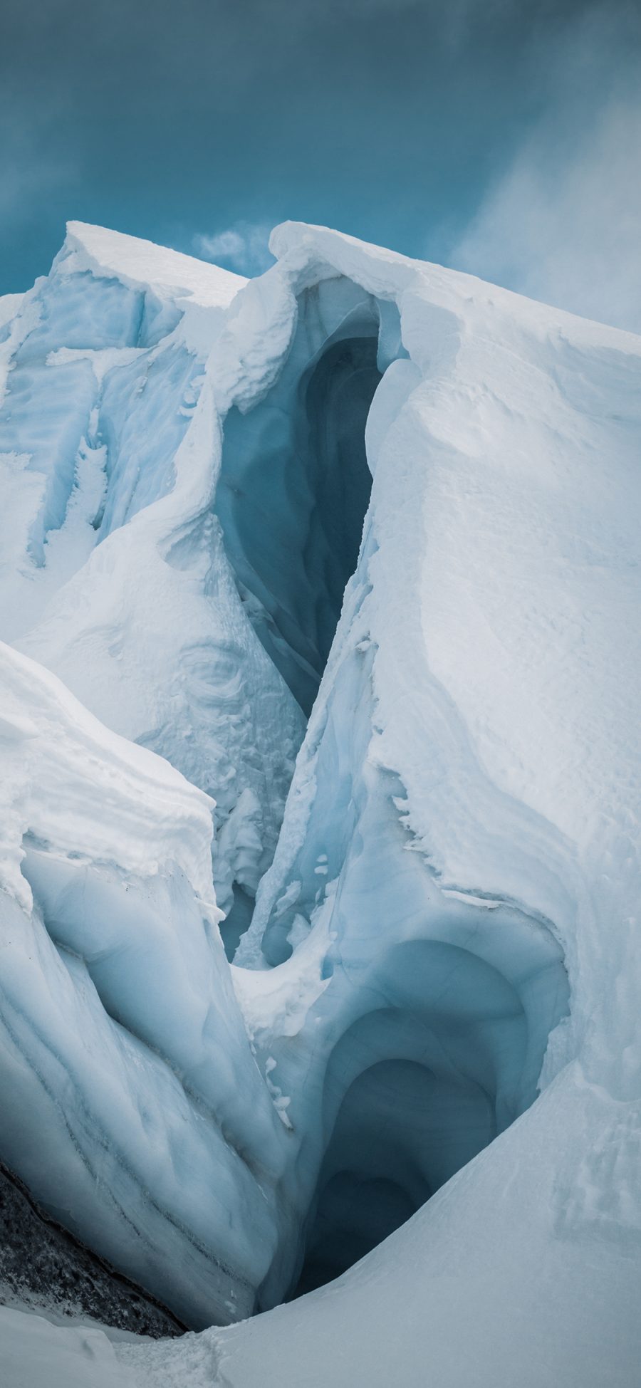 [2436×1125]冰川 窟窿 南极 北极 寒冷 苹果手机壁纸图片