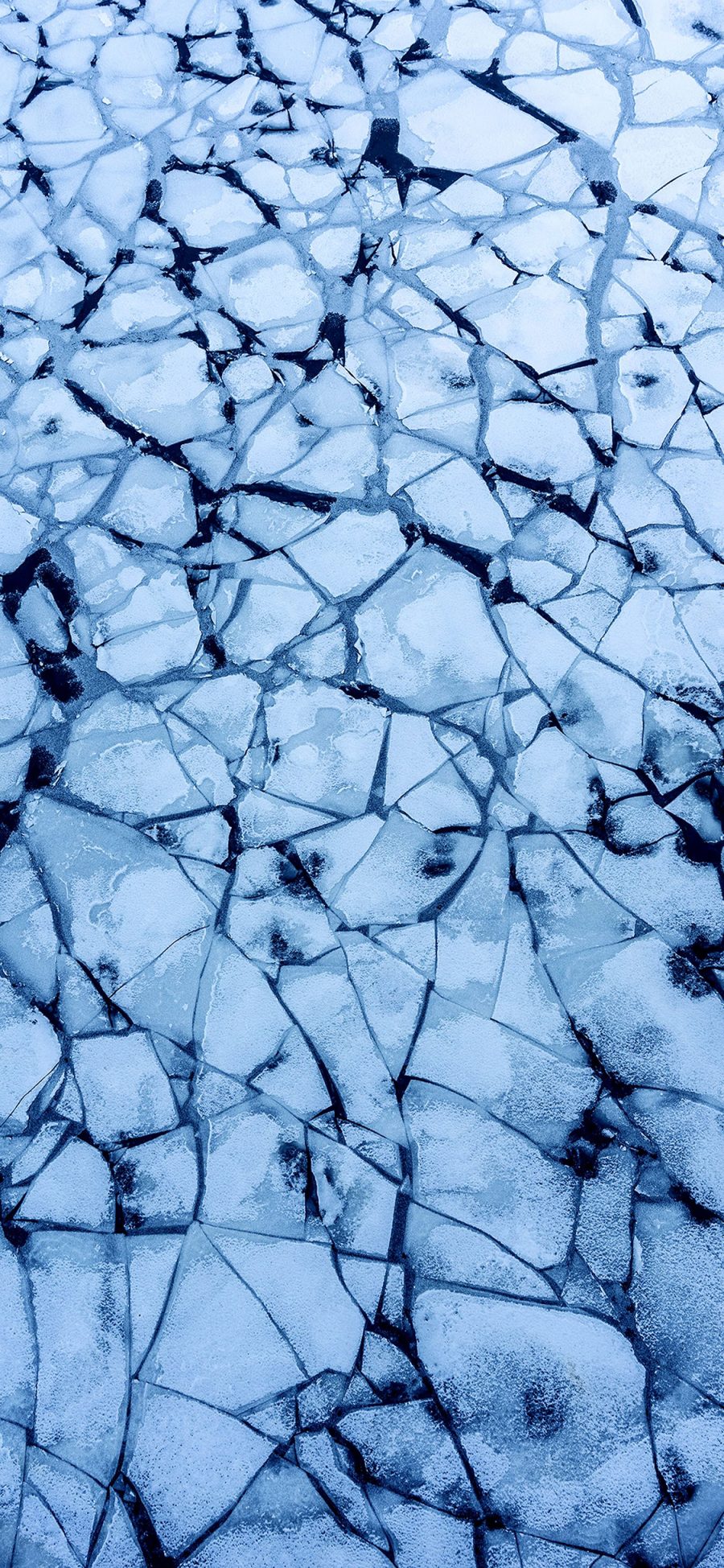 [2436×1125]冰面 冰块 结冰 裂纹 蓝色 苹果手机壁纸图片