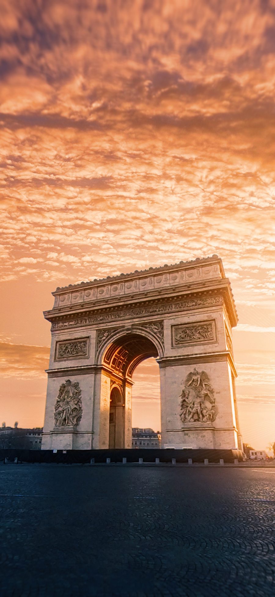 [2436×1125]凯旋门 巴黎 法国 文物 历史 建筑 苹果手机壁纸图片