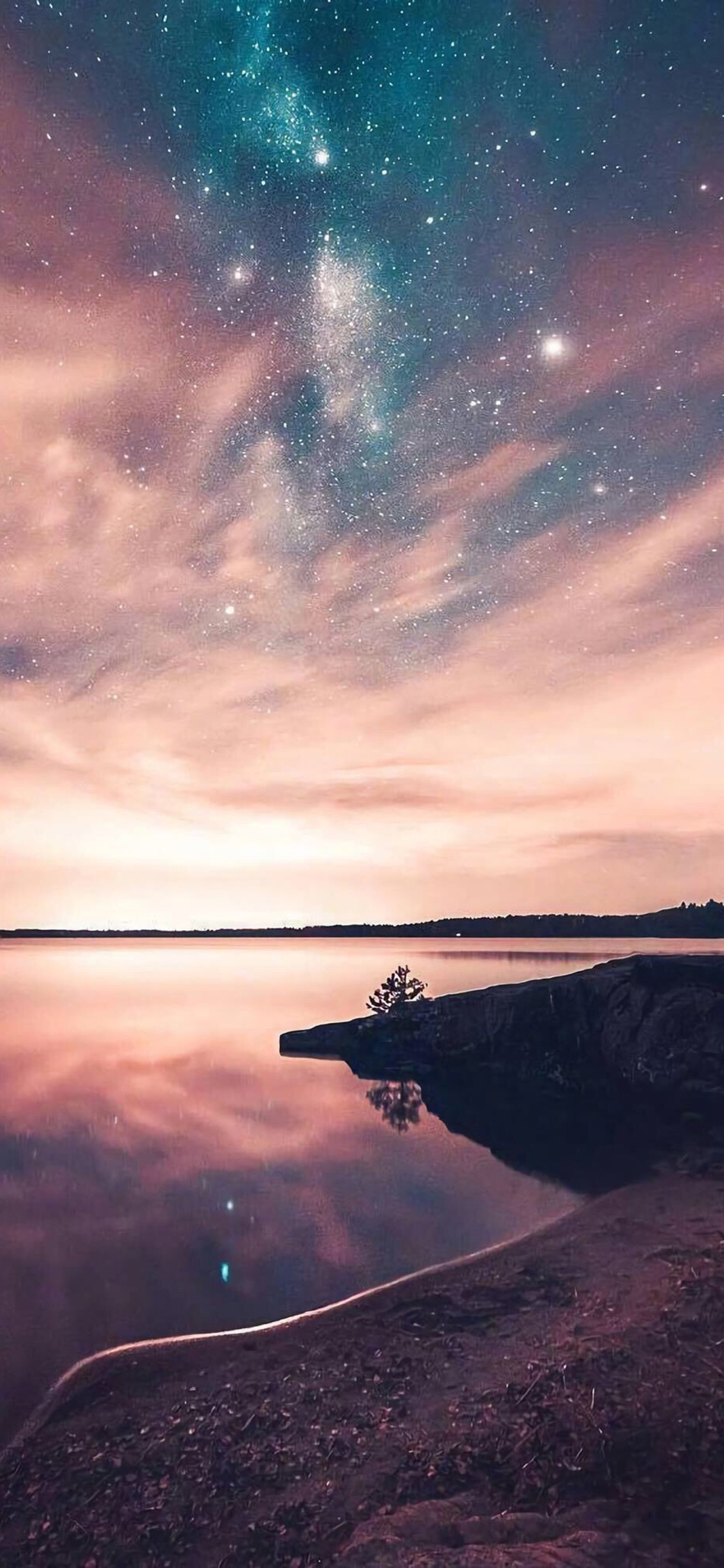 [2436×1125]唯美 星空 黄昏星光  灿烂 苹果手机壁纸图片