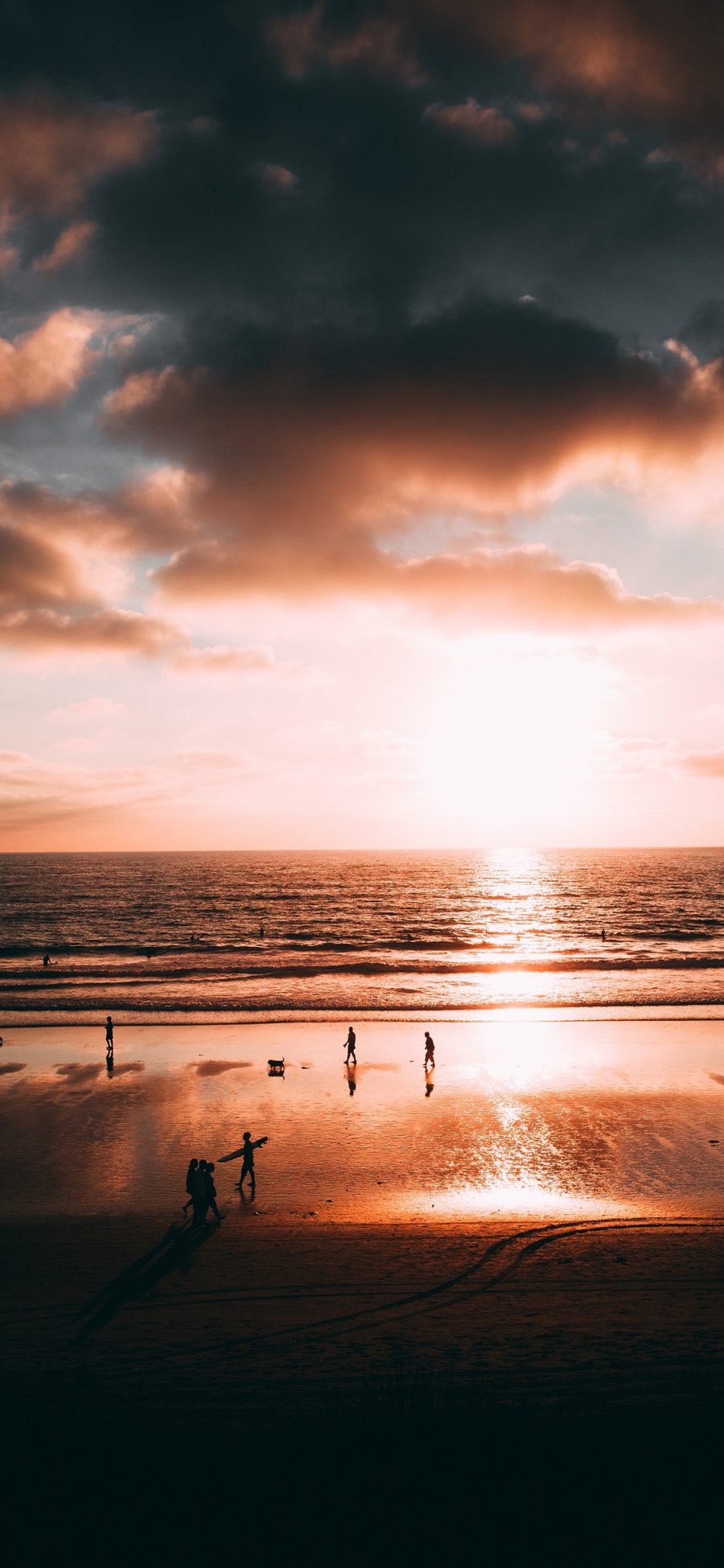 [2436×1125]唯美海景 夕阳 落日余晖 苹果手机壁纸图片