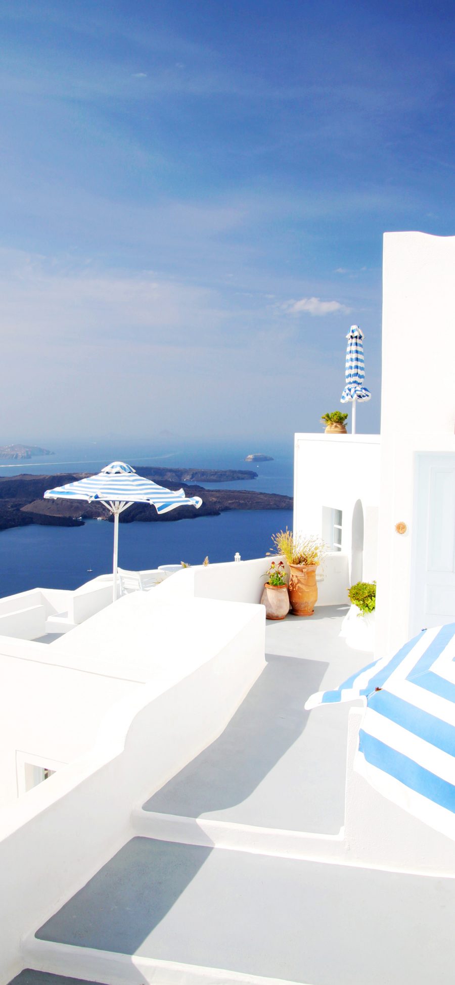 [2436×1125]圣托里尼岛 爱情海 希腊 浪漫 房屋 苹果手机壁纸图片