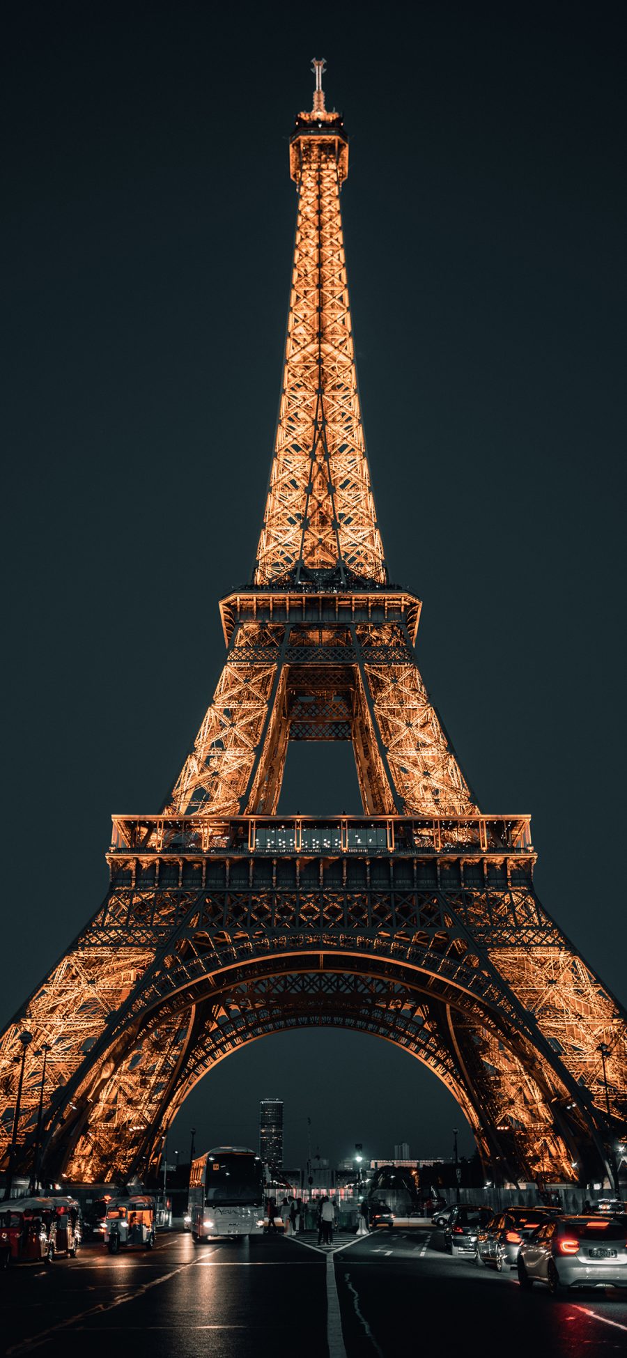 [2436×1125]埃菲尔铁塔 地标 法国 夜晚 苹果手机壁纸图片