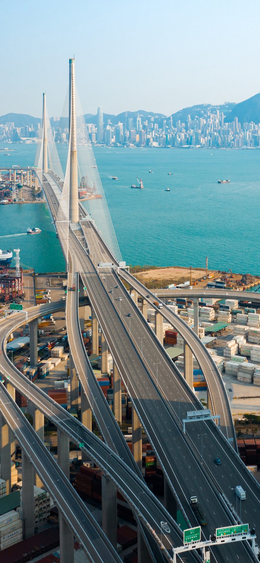 [2436×1125]城市 交通 环形立交桥 苹果手机壁纸图片