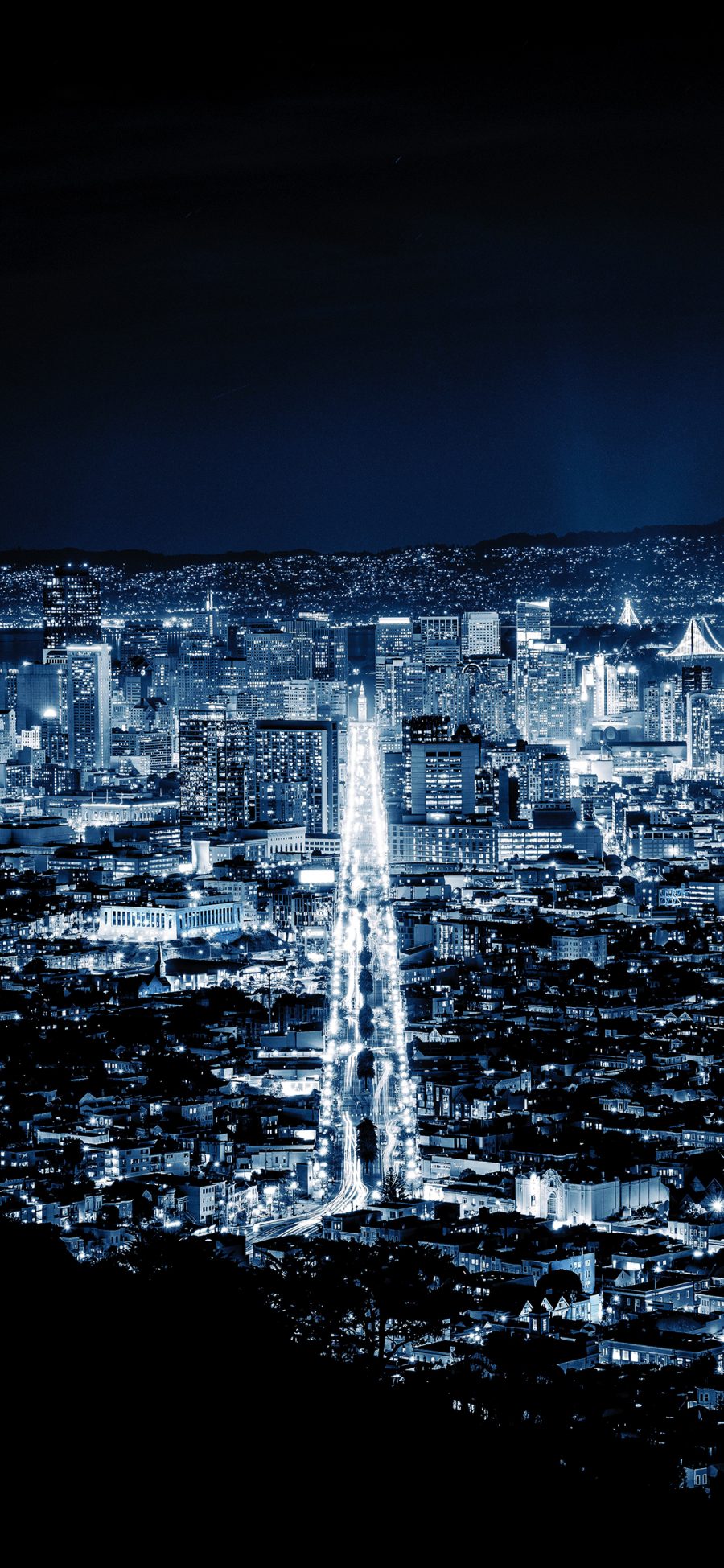 [2436×1125]城市 夜景 建筑 灯光 苹果手机壁纸图片