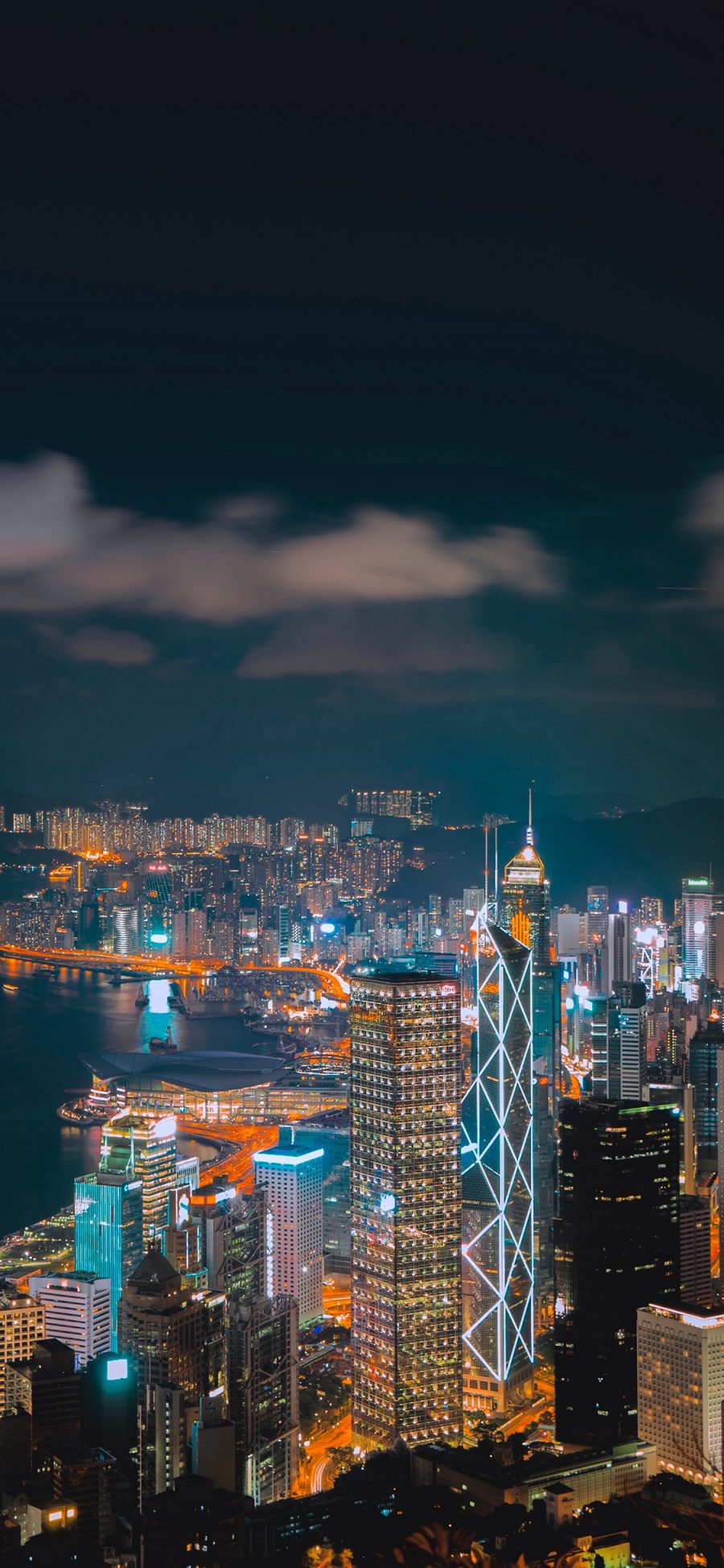 [2436×1125]城市 夜景 灯光 建筑 高楼大厦 苹果手机壁纸图片