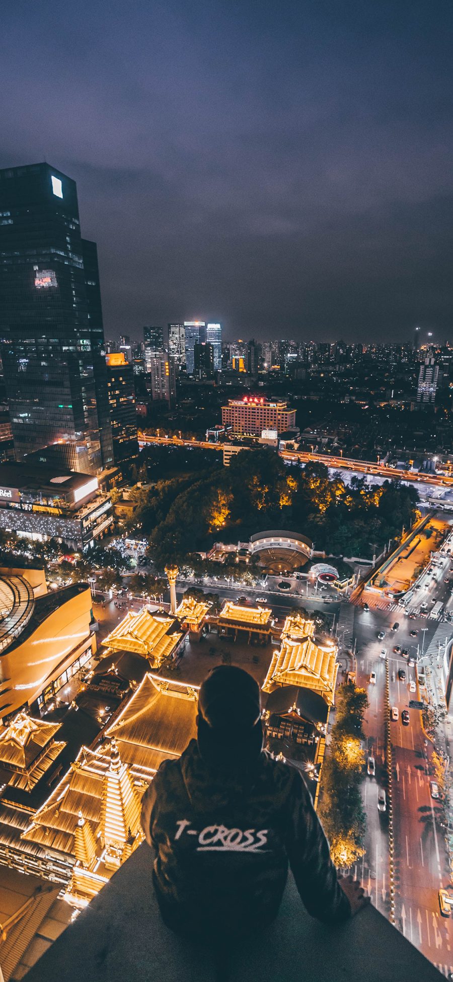 [2436×1125]城市 夜景 灯光 背影 苹果手机壁纸图片