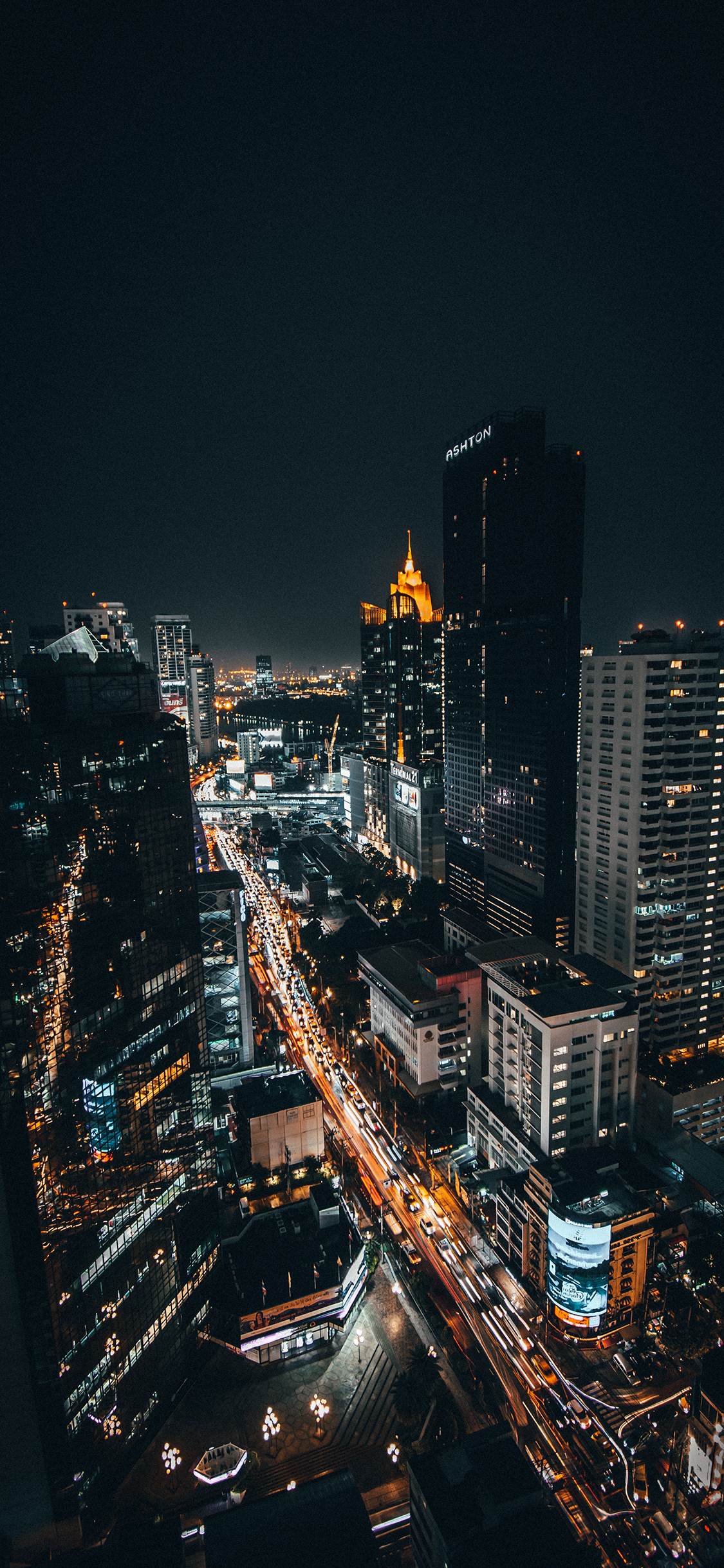 [2436×1125]城市 夜景 灯光 街道 苹果手机壁纸图片